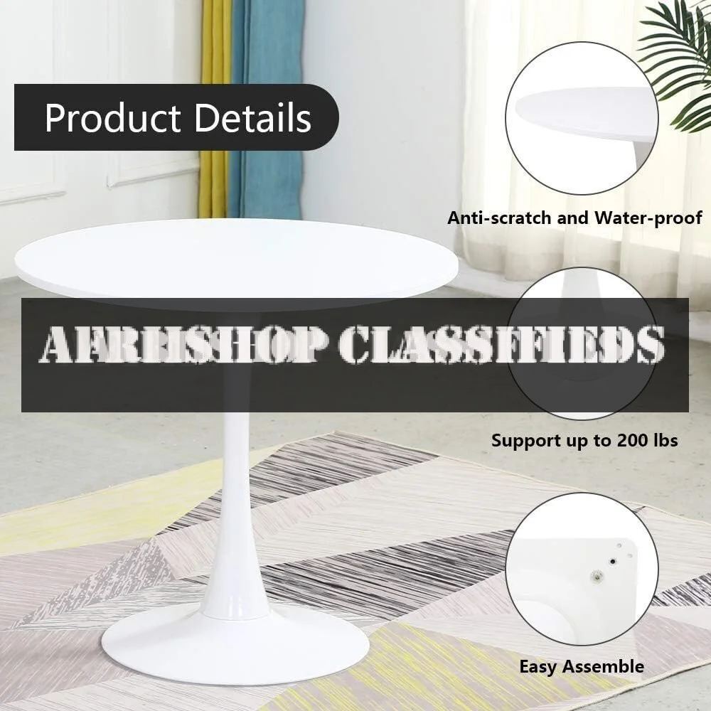 0.8M Round White Dining Table