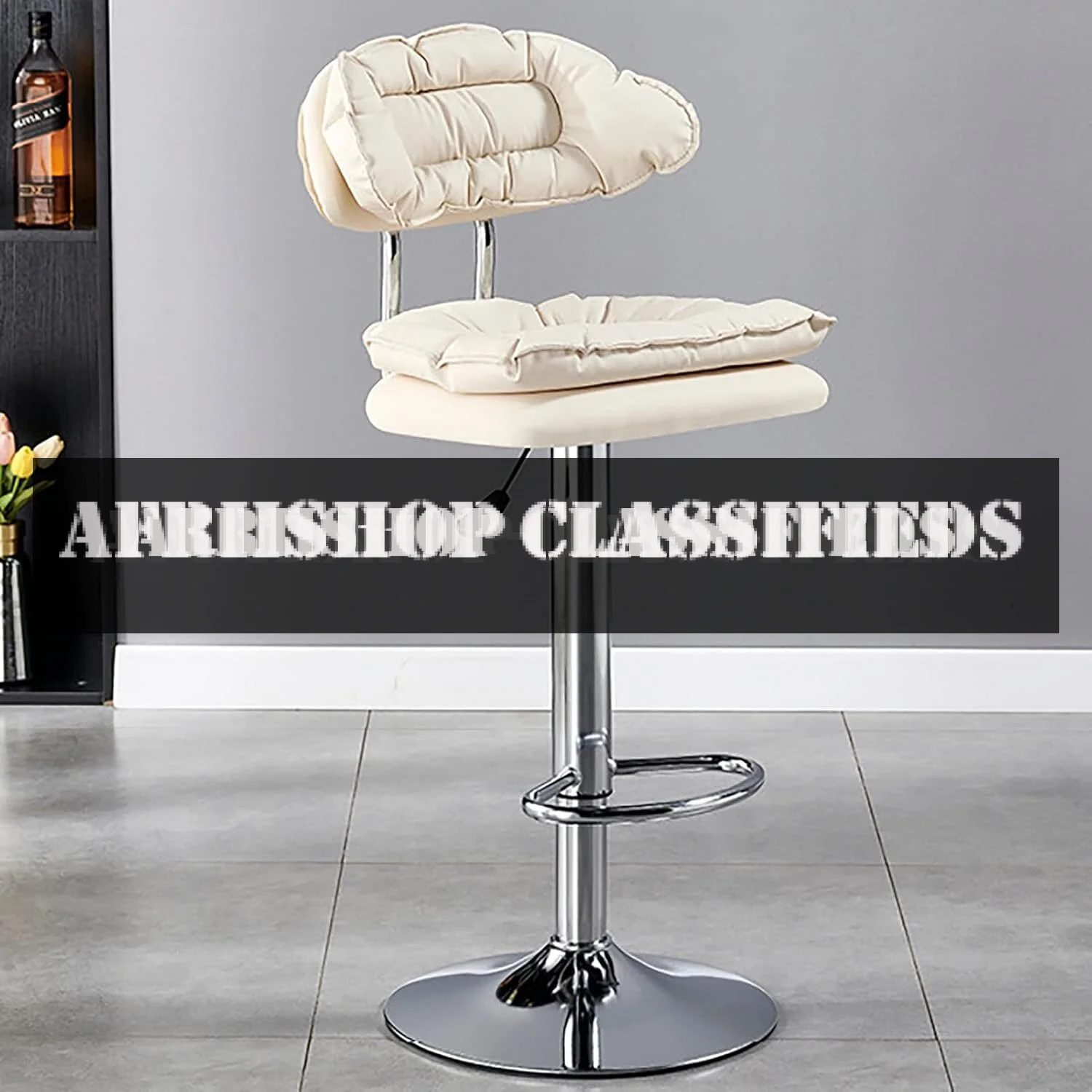 Barstool; Modern Leather Swivel Barstool