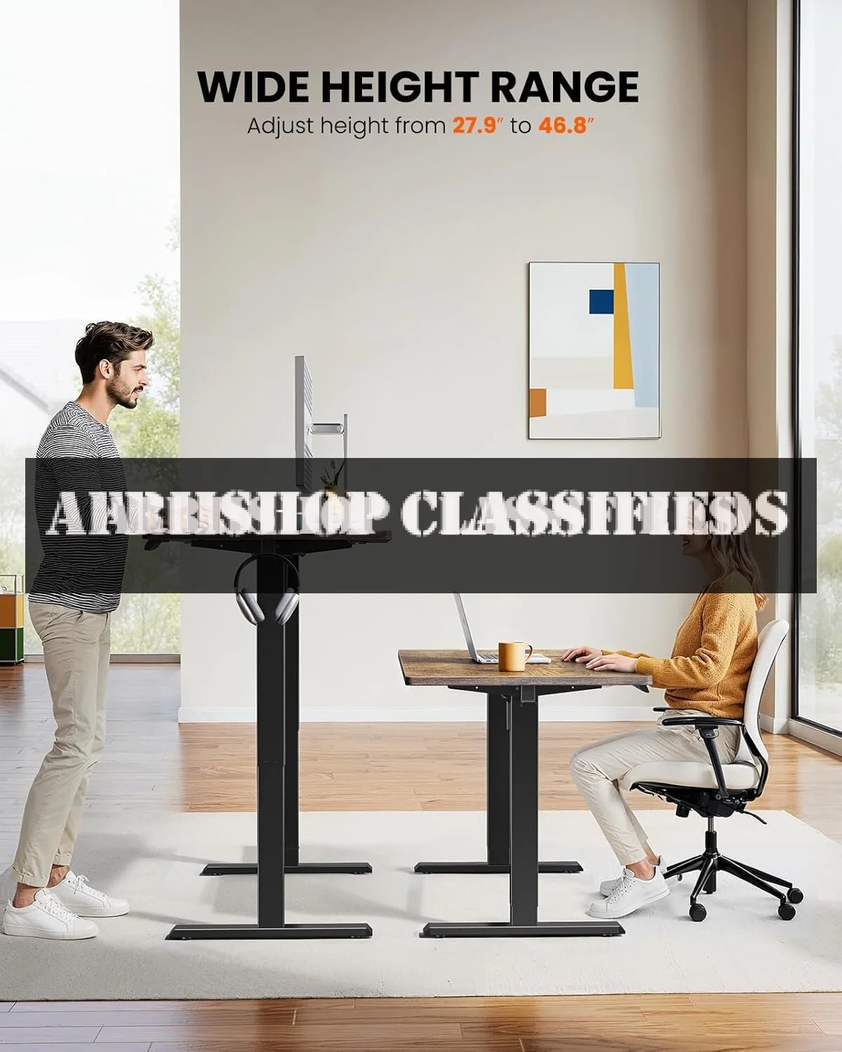 Vintage Brown Electric Standing Desk