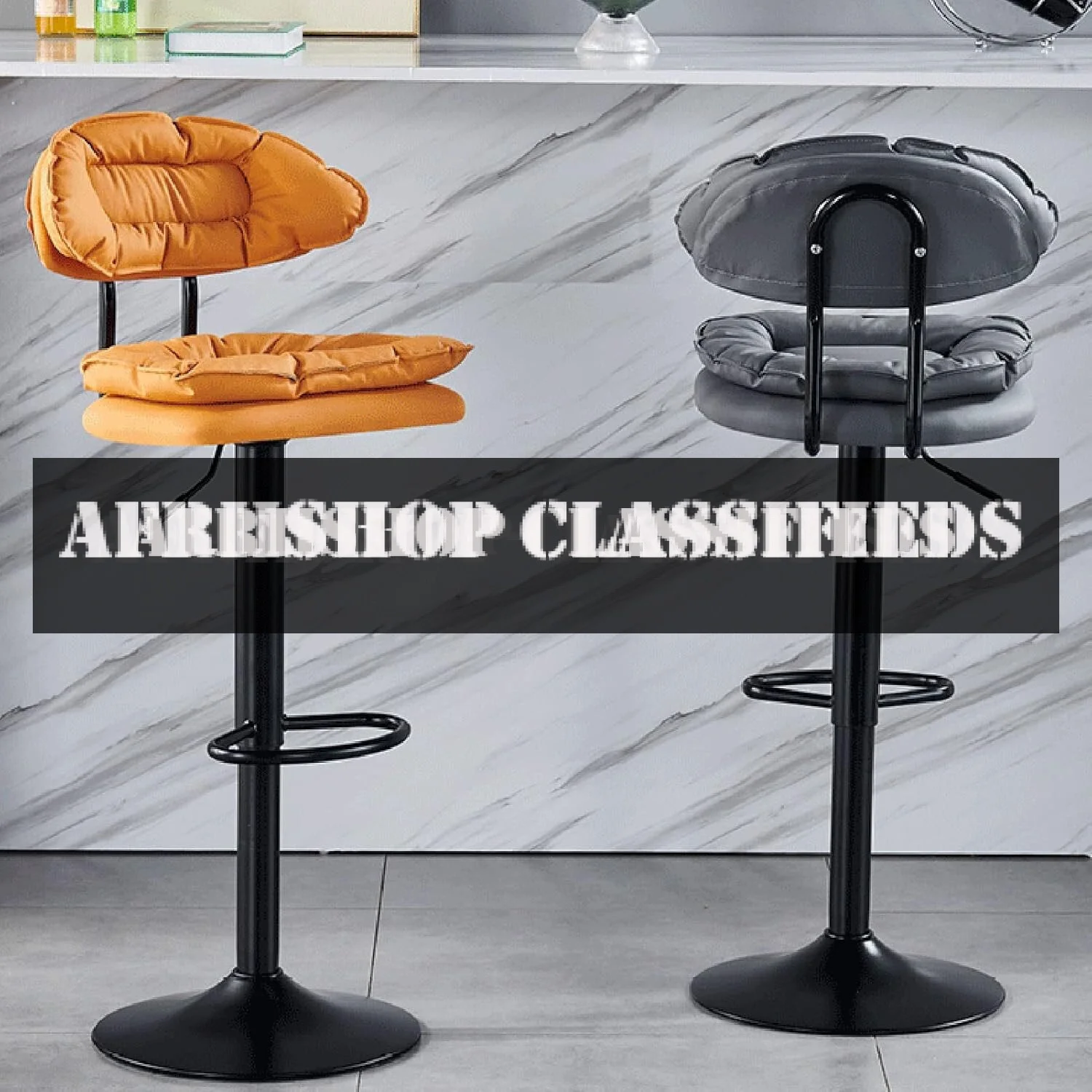 Barstool; Modern Leather Swivel Barstool