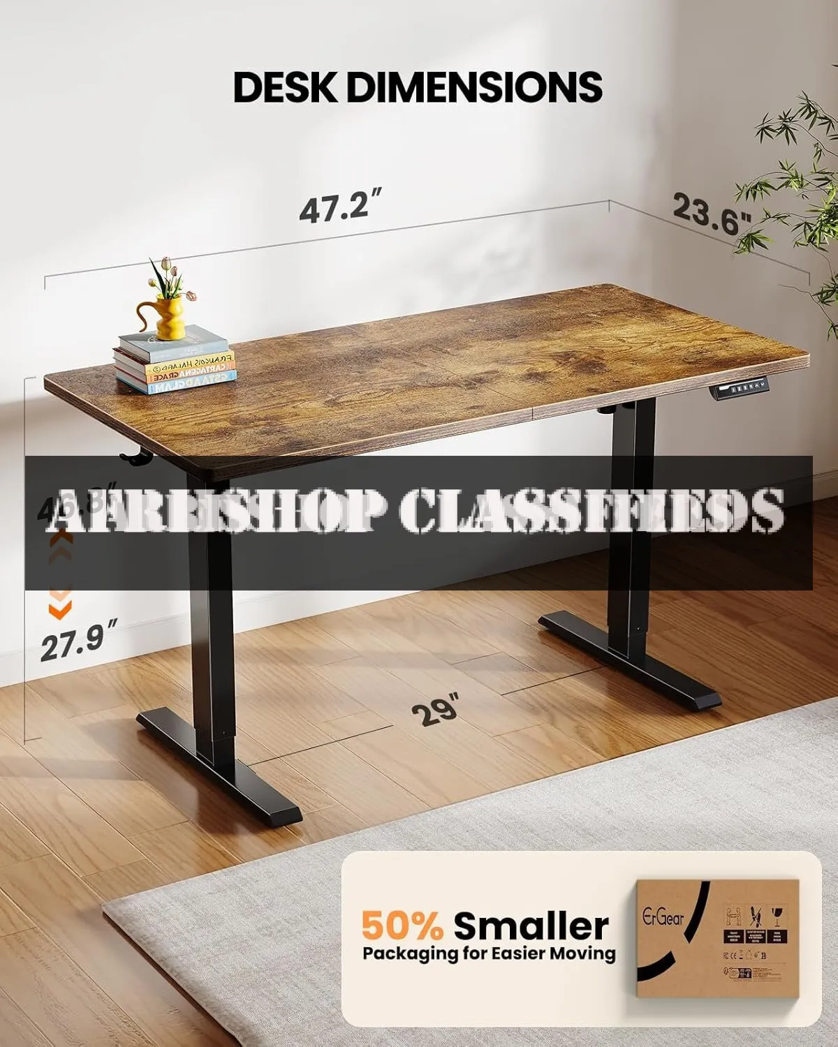 Vintage Brown Electric Standing Desk