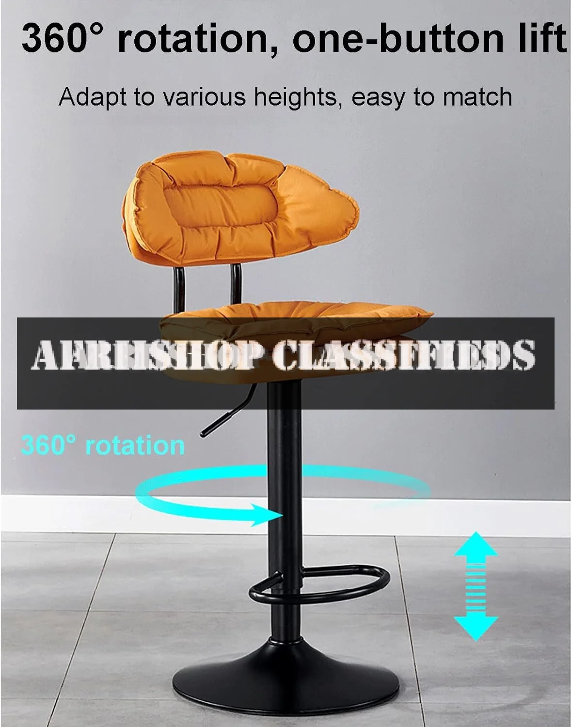 Barstool; Modern Leather Swivel Barstool