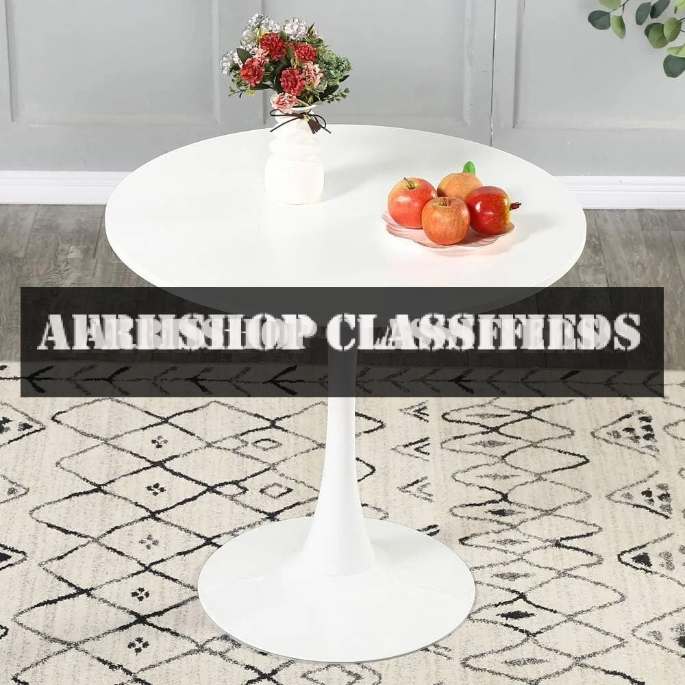 0.8M Round White Dining Table