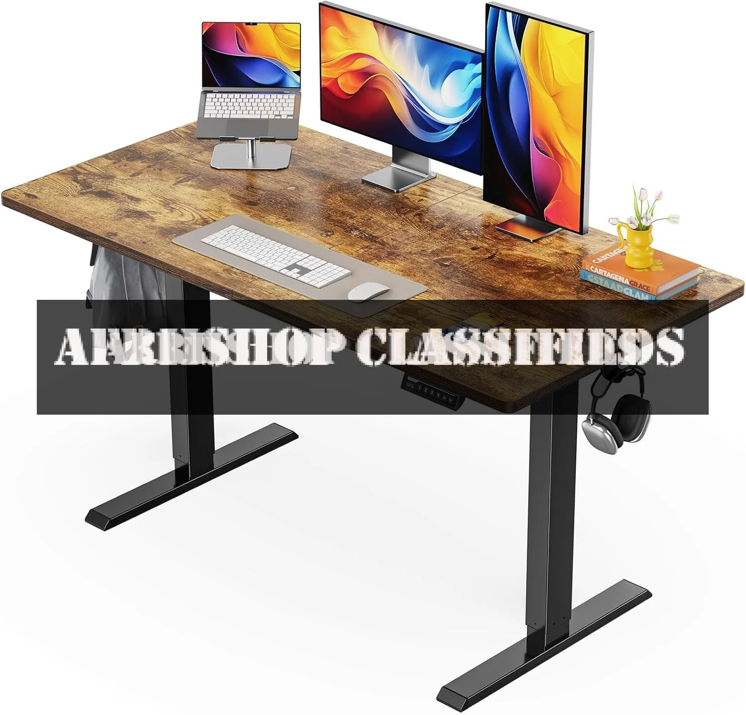 Vintage Brown Electric Standing Desk