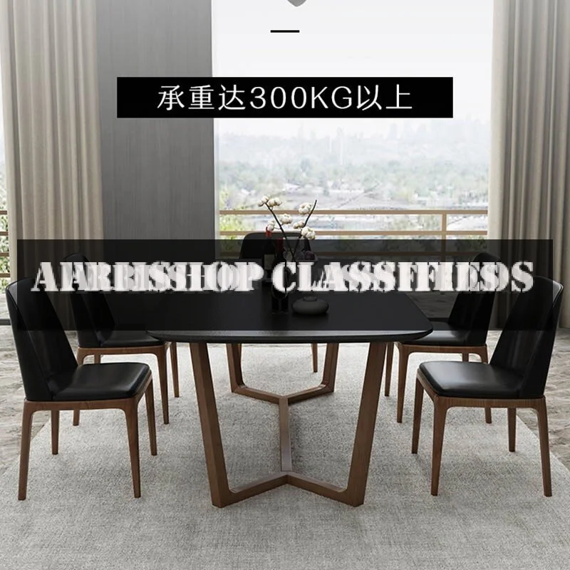 Modern 6-Seater Dining Table with White Marble Top