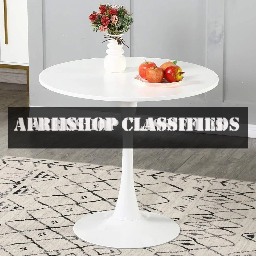 0.8M Round White Dining Table
