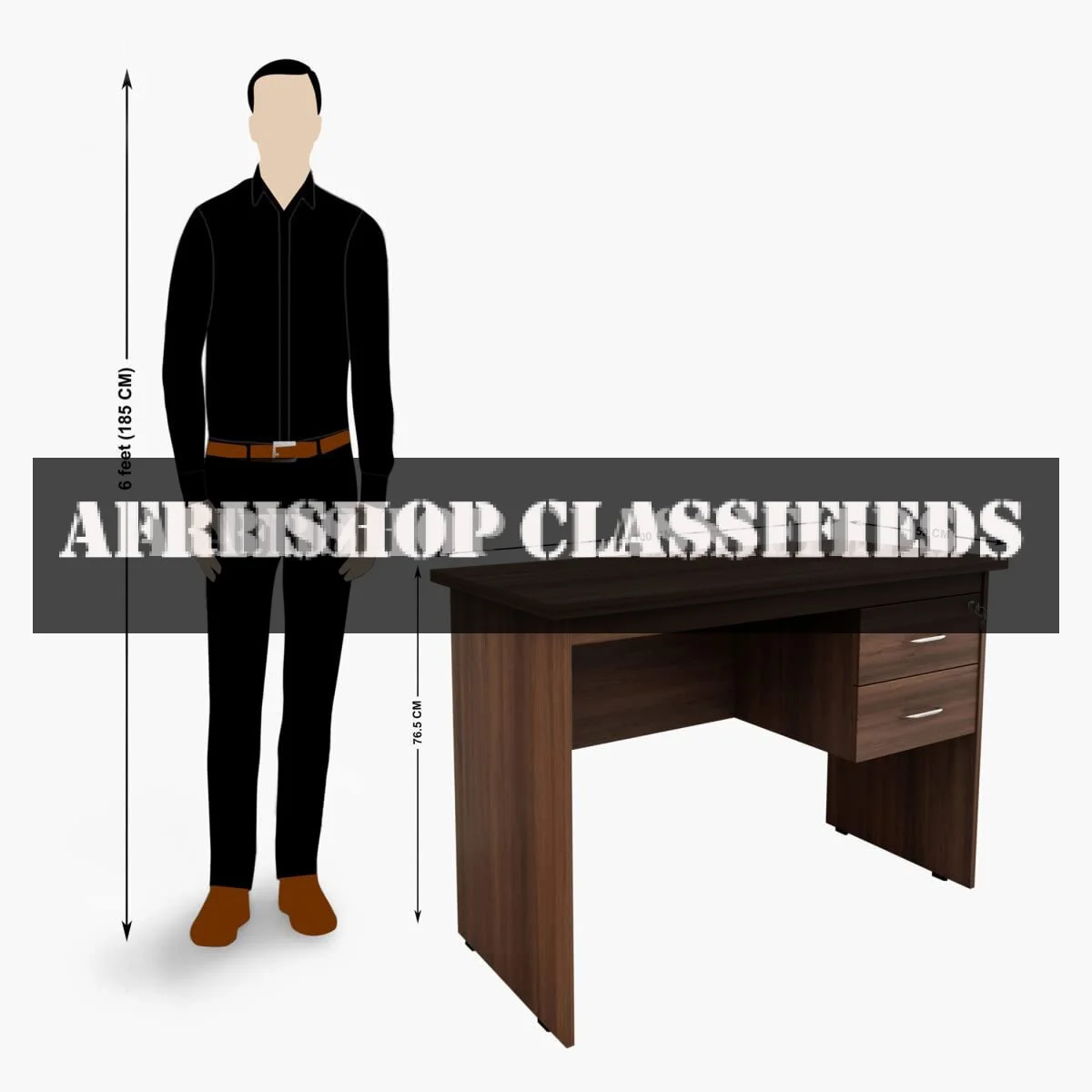 Study Desk: Brown, 1.2M, With Drawers, Engineered Wood