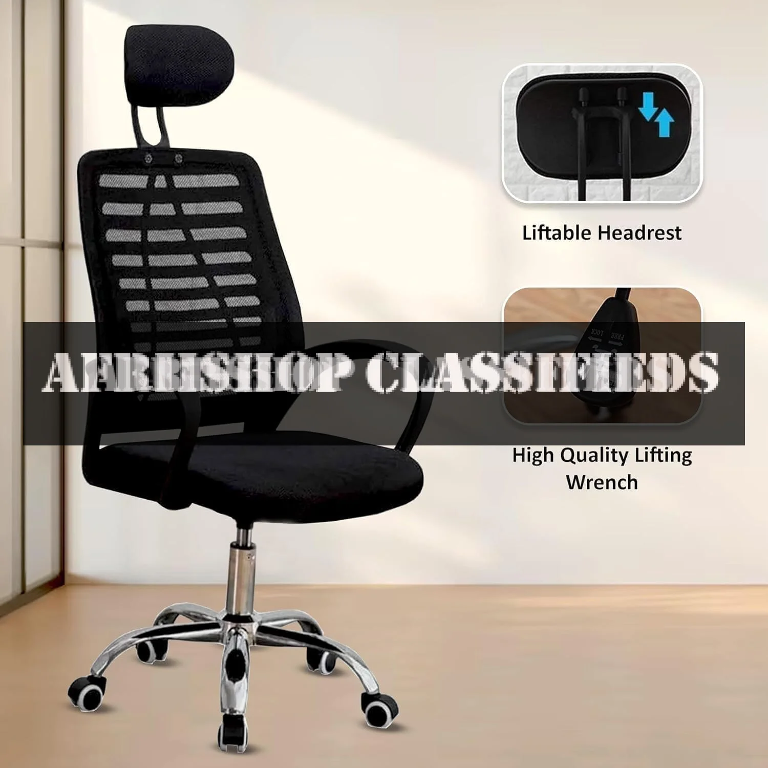Office Chair: Mesh Design, Swivel, Milange Black Finish