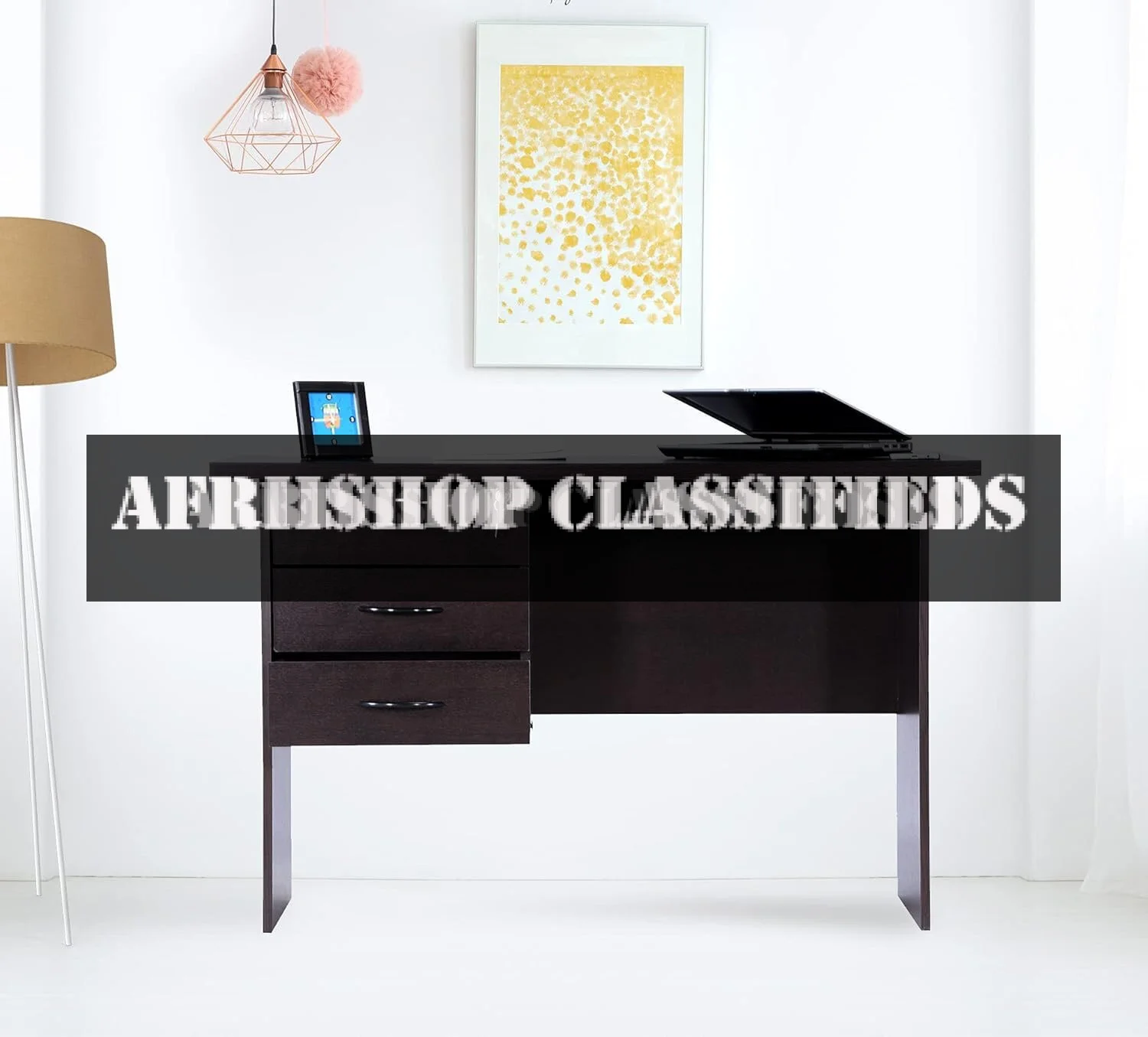 Study Desk: Brown, 1.2M, With Drawers, Engineered Wood