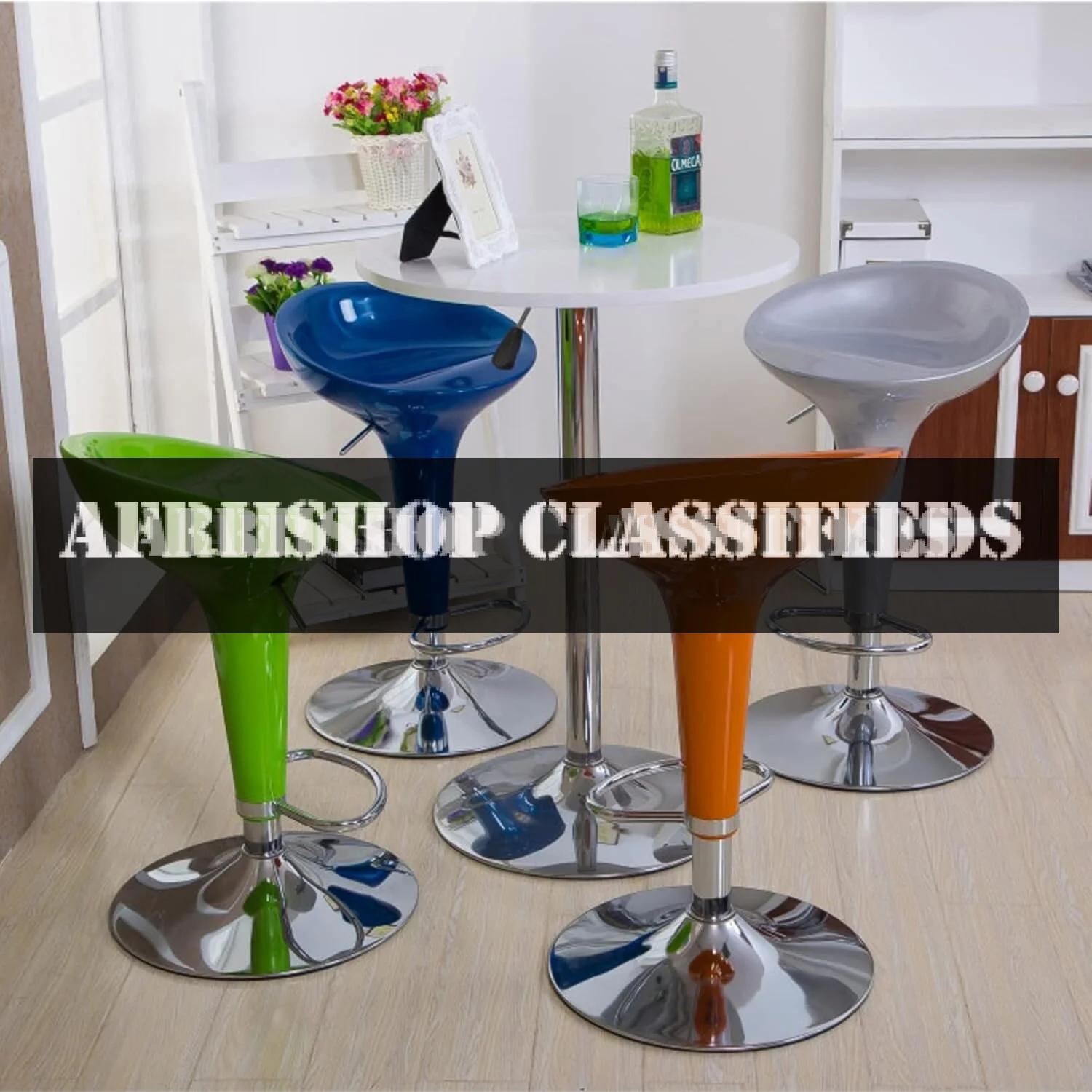Bar Stool: Simple Design, Swivel, Adjustable Height