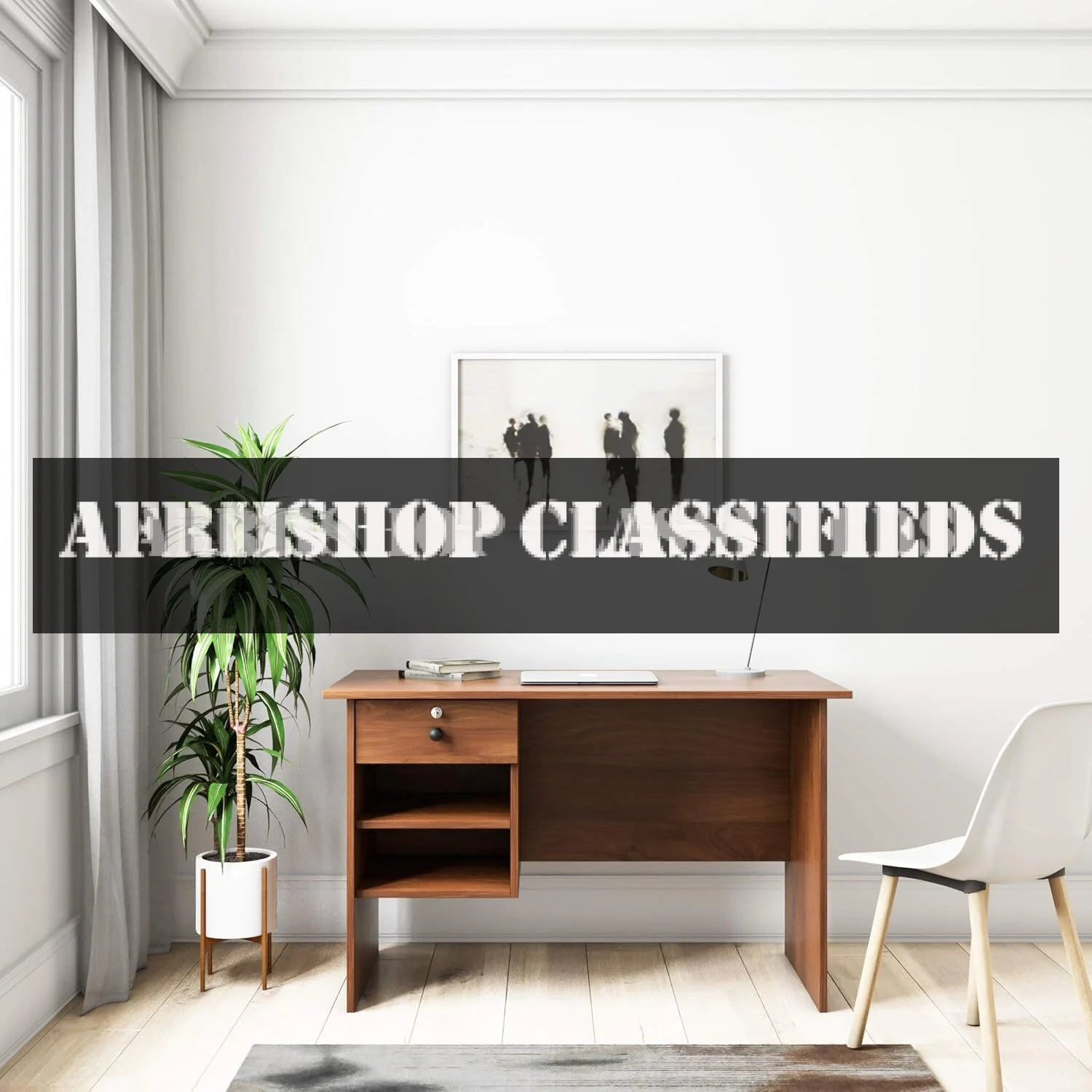 Study Desk: Brown, 1.2M, With Drawers, Engineered Wood