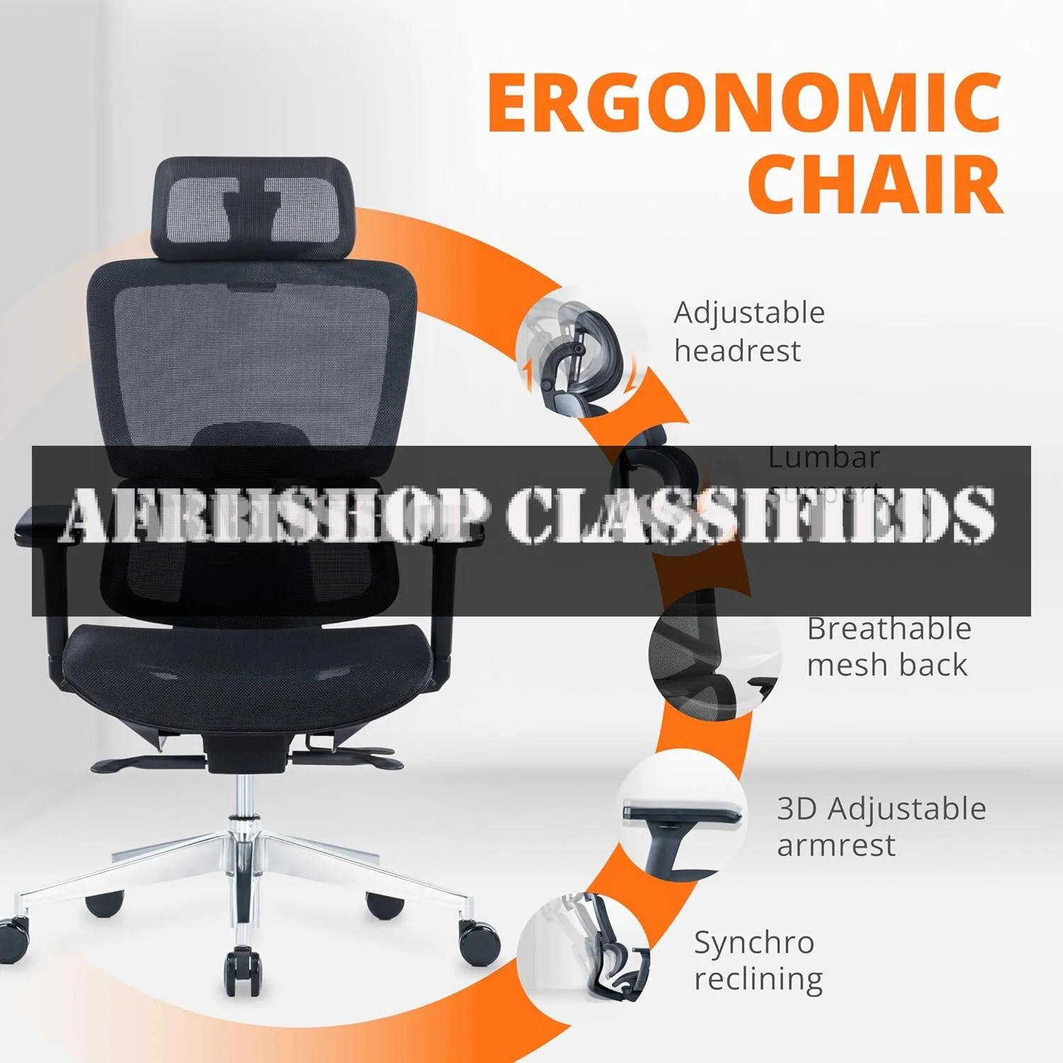 Executive Office Chair: Ergonomic, High-Back, Lumbar Support