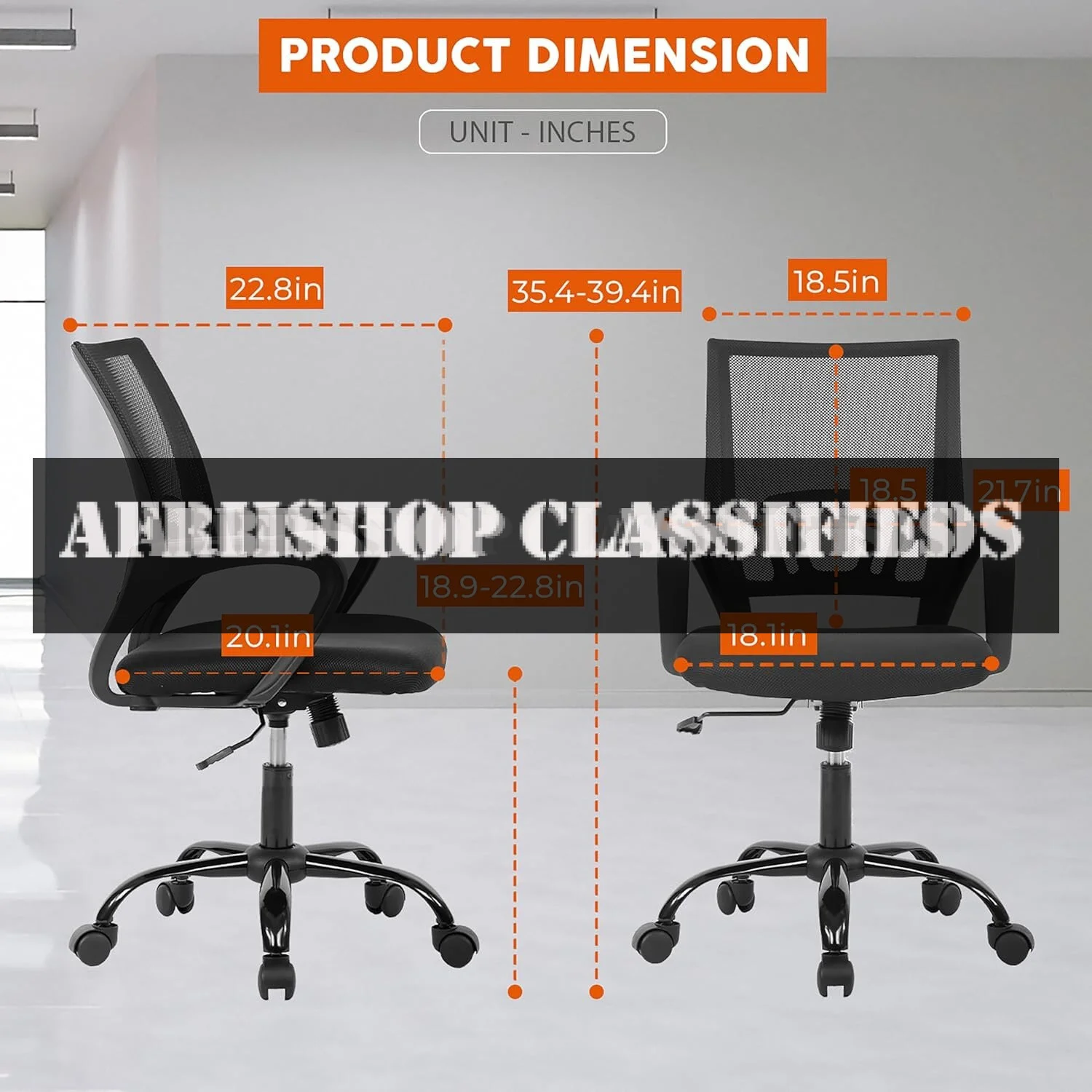 Office Chair: Ergonomic, Mesh Back, Adjustable, Rocking Function