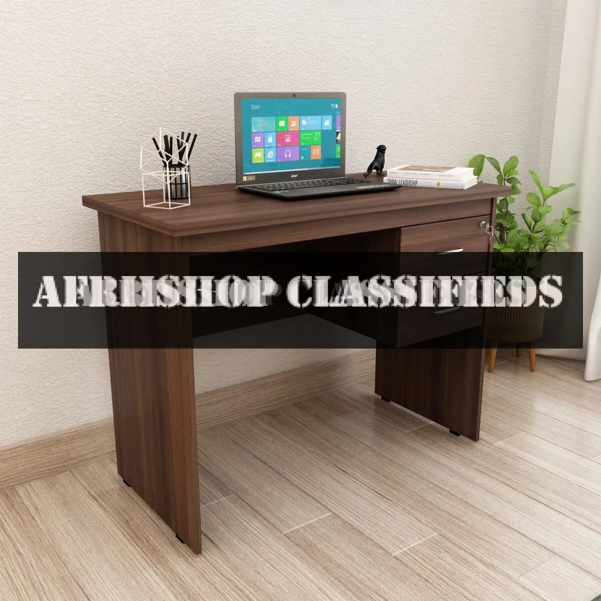 Study Desk: Brown, 1.2M, With Drawers, Engineered Wood
