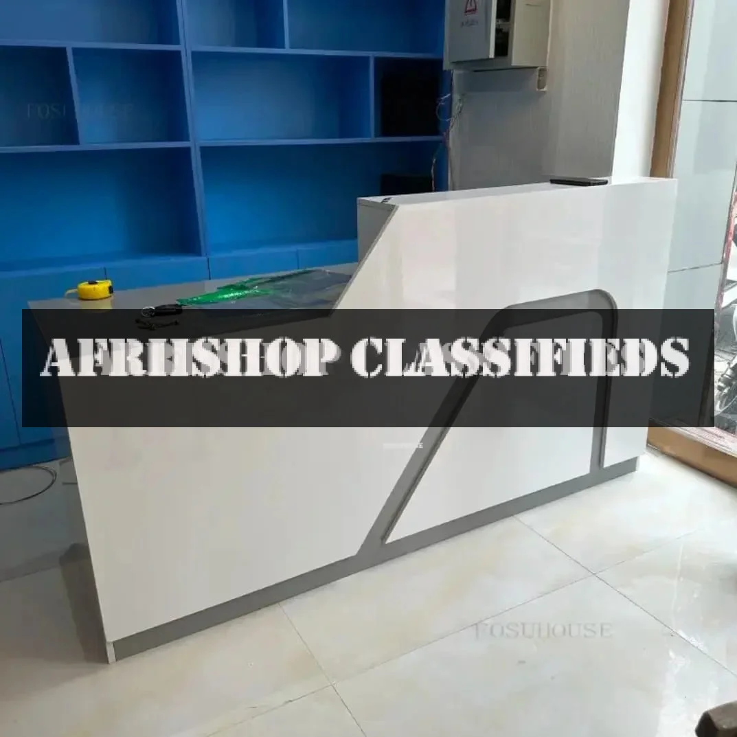 Reception Desk; 1800mm Sleek White Imported Reception Desk