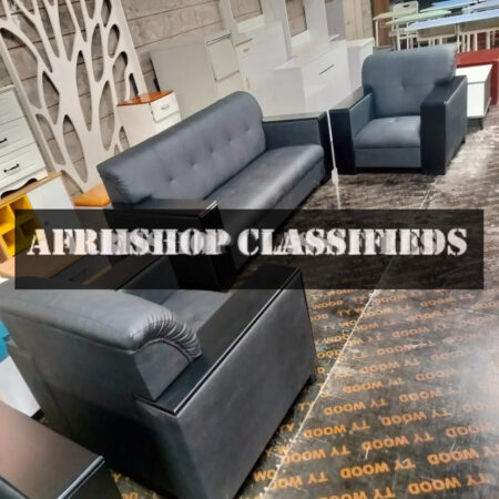 Office Sofa; 5 Seater Leather Puffy Office Sofa