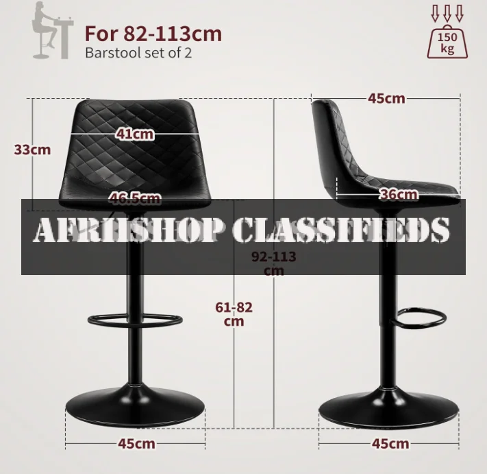 Barstool: Comfortable Black Height Adjustable Barstool