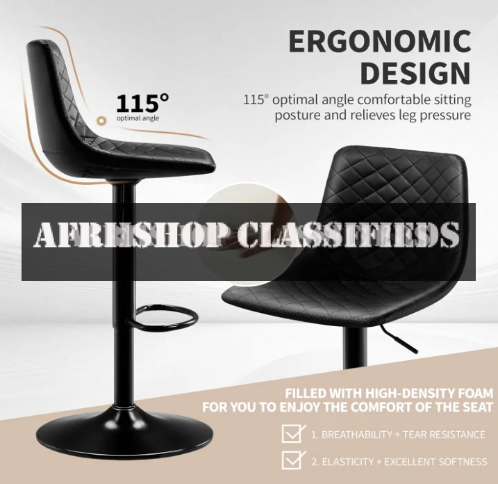 Barstool: Comfortable Black Height Adjustable Barstool