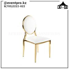 Gold Metal Framed White Leather Dining Chair; Luxury-Golden Stainless Steel Home Comfort Dining Chair,
