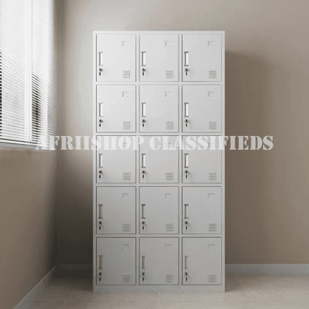 Office Cabinet : 15-locker steel office storage cabinet.
