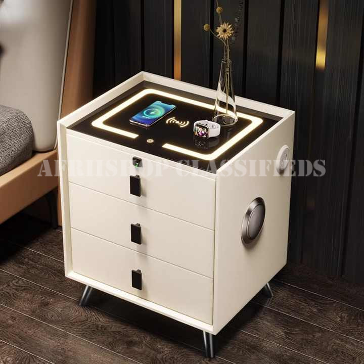 Bedside Cabinet : 3-Drawer Wireless Charging Nightstand Bedside Cabinet