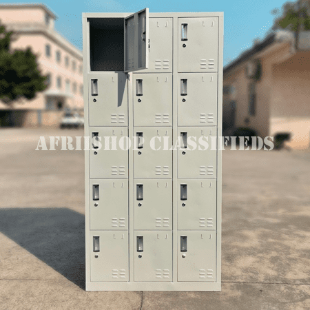 Office Cabinet : 15-locker steel office storage cabinet.