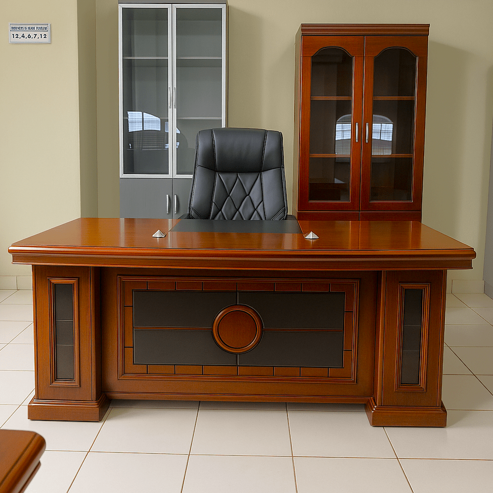 Office Desk on Sale in Kenya; 1.6 Meters Mahogany-Finish L-Shaped Executive Office Desk