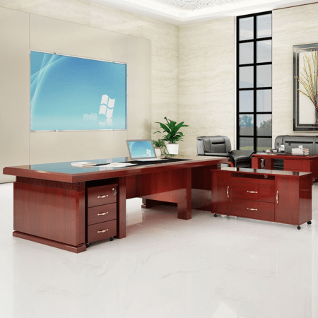 Office Desk on Sale in Kenya; 1.6 Meters Mahogany-Finish L-Shaped Executive Office Desk