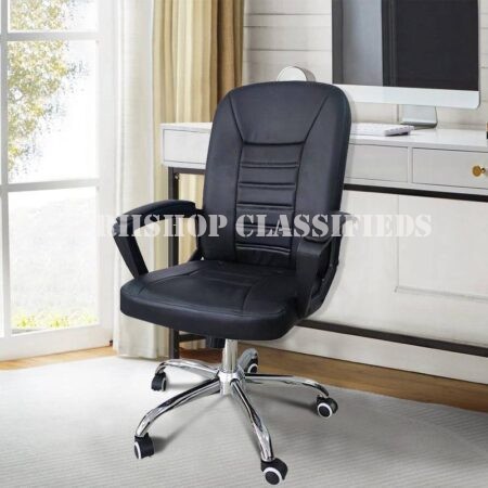 Office Chair : Height Adjustable Swivel Medium Back Office Leather Chair