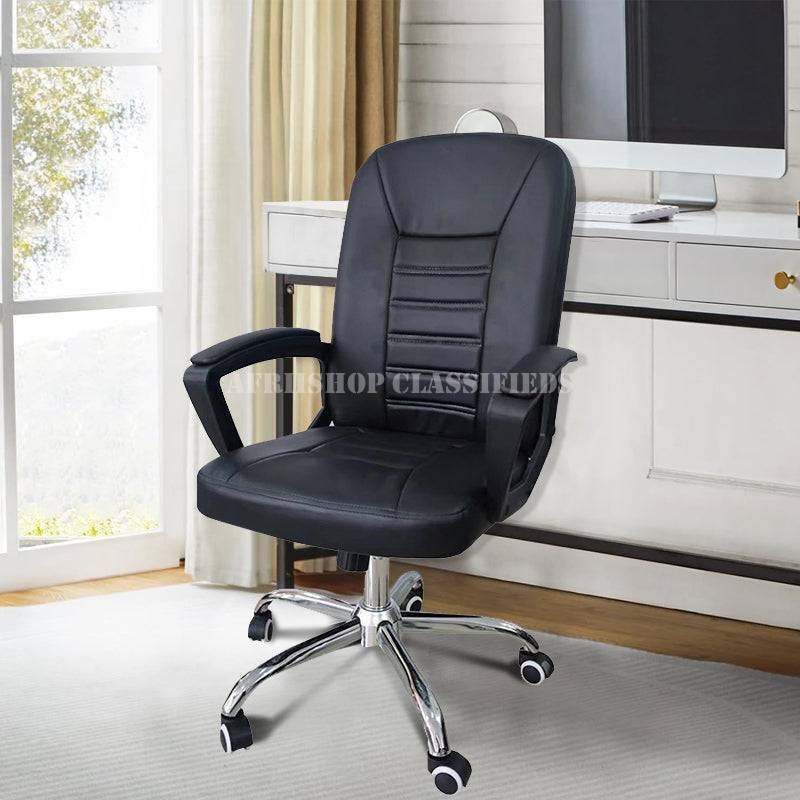 Office Chair : Height Adjustable Swivel Medium Back Office Leather Chair