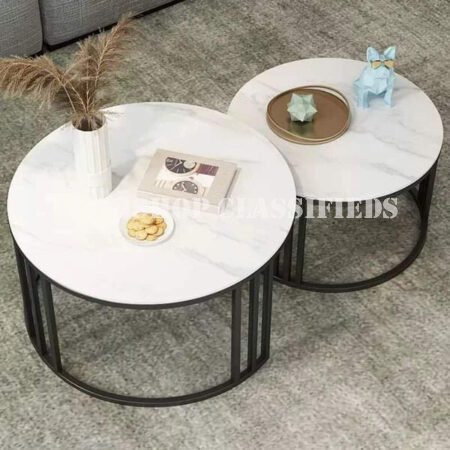 Coffee Tables; Nesting Marble Coffee Table