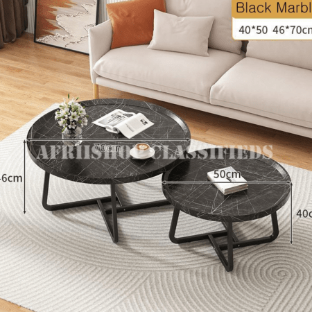 Home Table Set; Stylish Round MDF Nesting Tables for Living Room