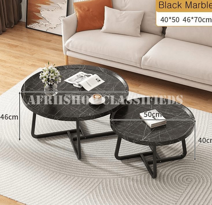 Home Table Set; Stylish Round MDF Nesting Tables for Living Room