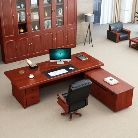 Office Desk on Sale in Kenya; 1.6 Meters Mahogany-Finish L-Shaped Executive Office Desk