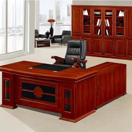 Office Desk on Sale in Kenya; 1.6 Meters Mahogany-Finish L-Shaped Executive Office Desk
