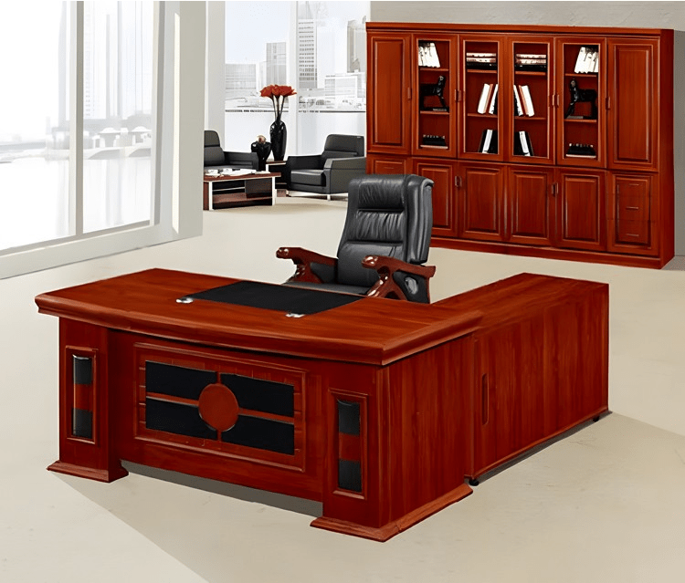 Office Desk on Sale in Kenya; 1.6 Meters Mahogany-Finish L-Shaped Executive Office Desk