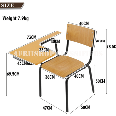 Kid’s Furniture on Sale in Kenya; Brown Wooden Chair With Writing Surface