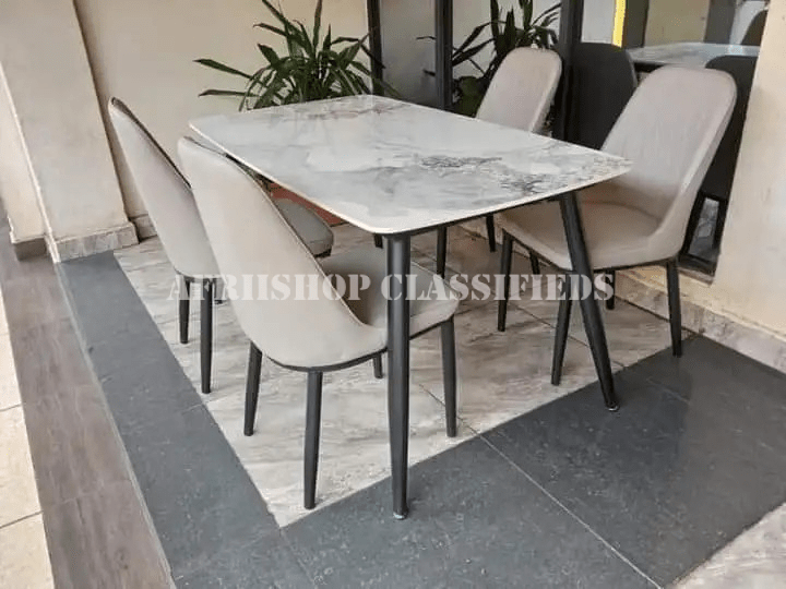 Dining Set; 4-Set Marble table And Chair Dining Set