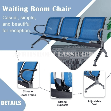 Banch; 3 Link Non Padded Mettallic Reception Waiting Bench