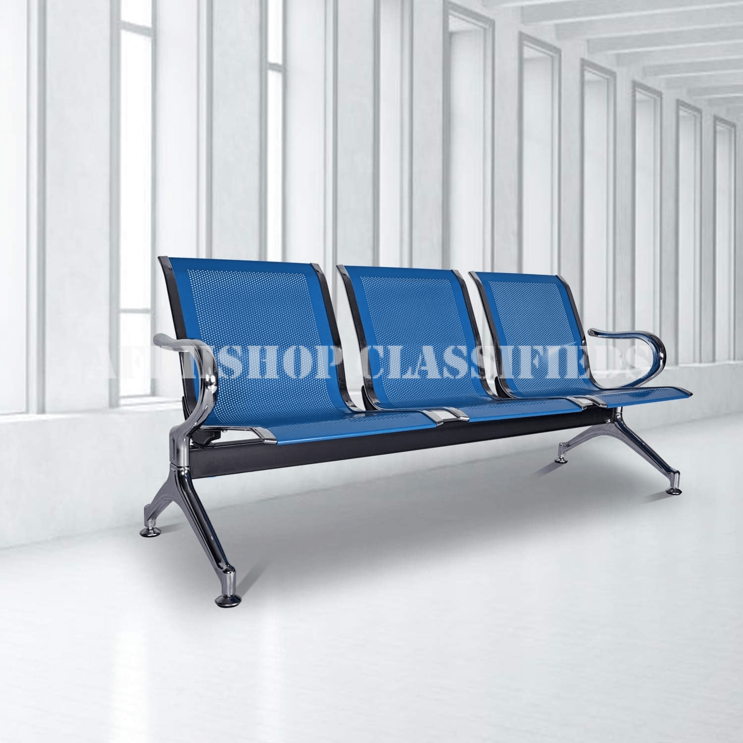 Banch; 3 Link Non Padded Mettallic Reception Waiting Bench