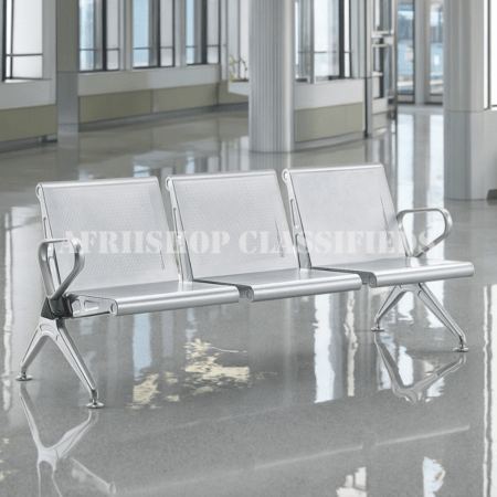 Office Bench; Durable Metal Heavy Duty 3 Person Reception Office Bench