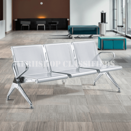 Office Bench; Durable Metal Heavy Duty 3 Person Reception Office Bench