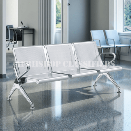 Office Bench; Durable Metal Heavy Duty 3 Person Reception Office Bench