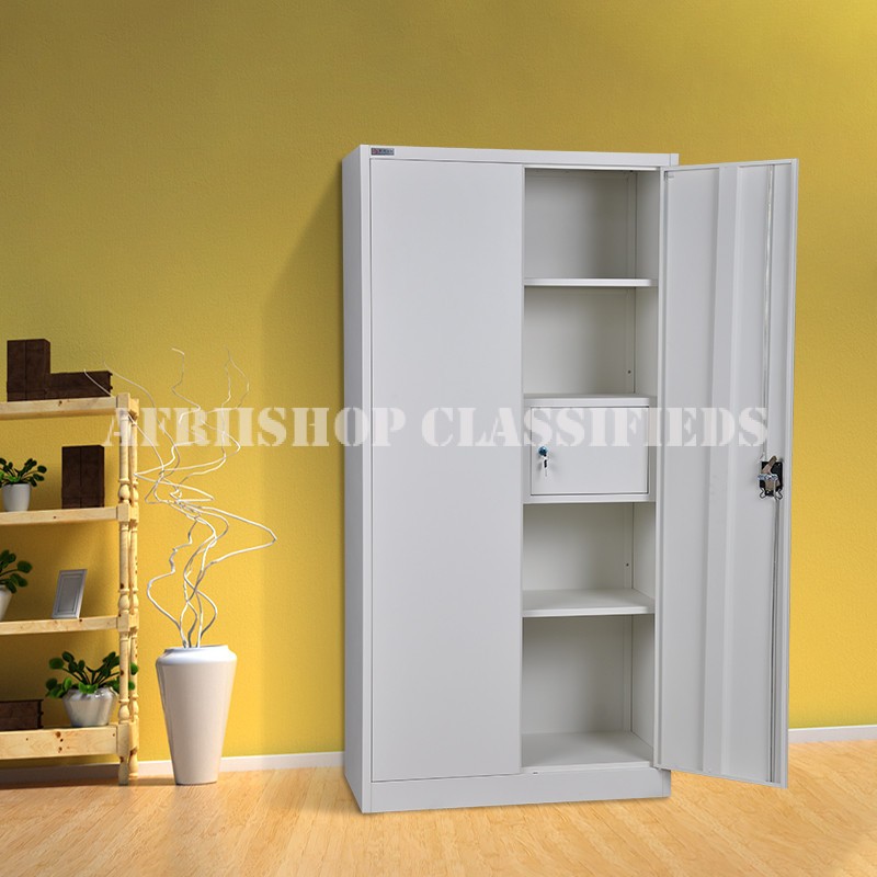 Office Cabinet : Tall 2-Door Metal Filing Cabinet – Lockable Storage
