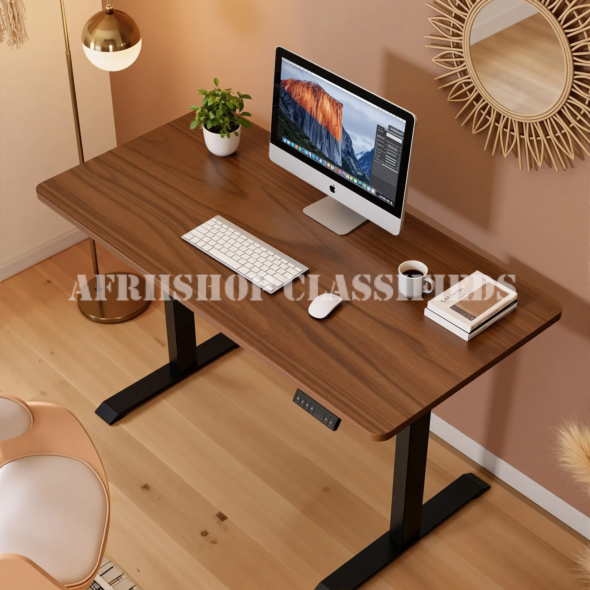 Standing Desk; Brown Custom MDF 120cm Standing Desk