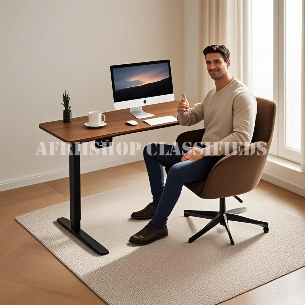 Standing Desk; Brown Custom MDF 120cm Standing Desk