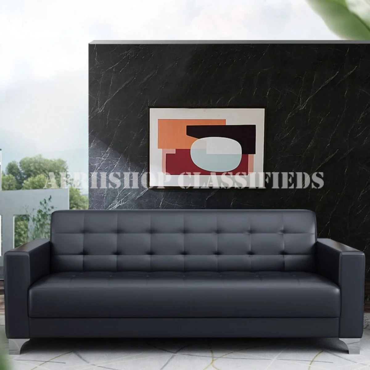 Office Sofa; 5-Seater Black Executive Office