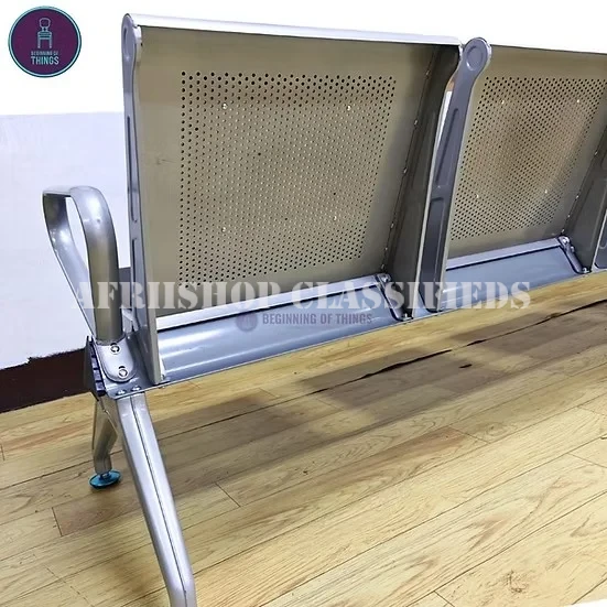 Office Bench: 4-Link Office Reception Bench in Black