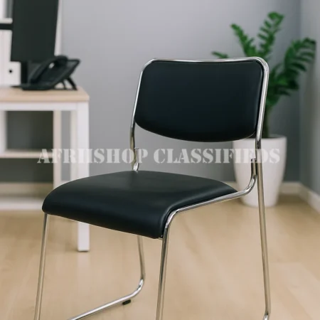 Office Chairs; Stackable Chrome Leather Visitor’s Chair