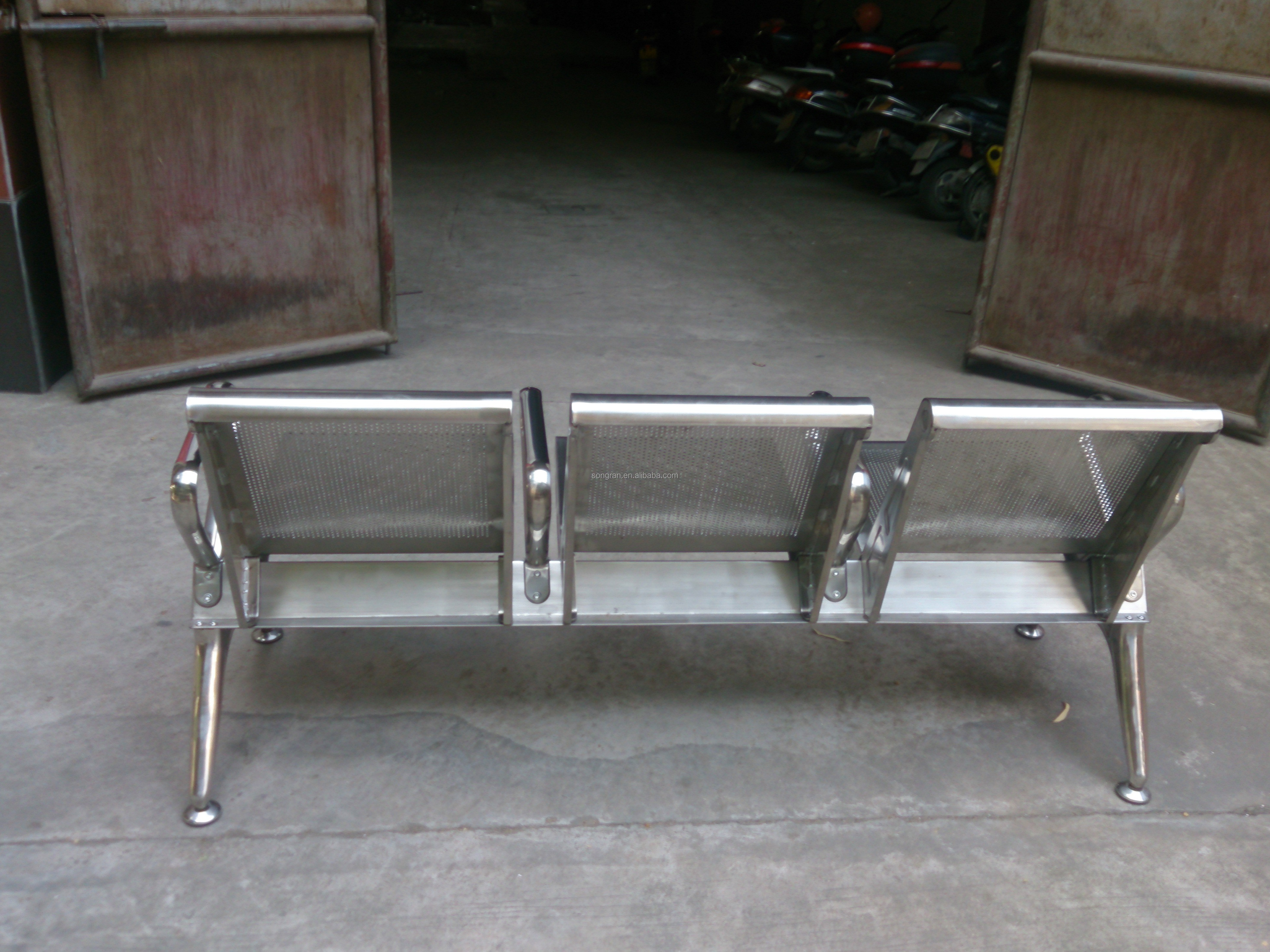 Office Bench: 3 Seater Steel Office Bench